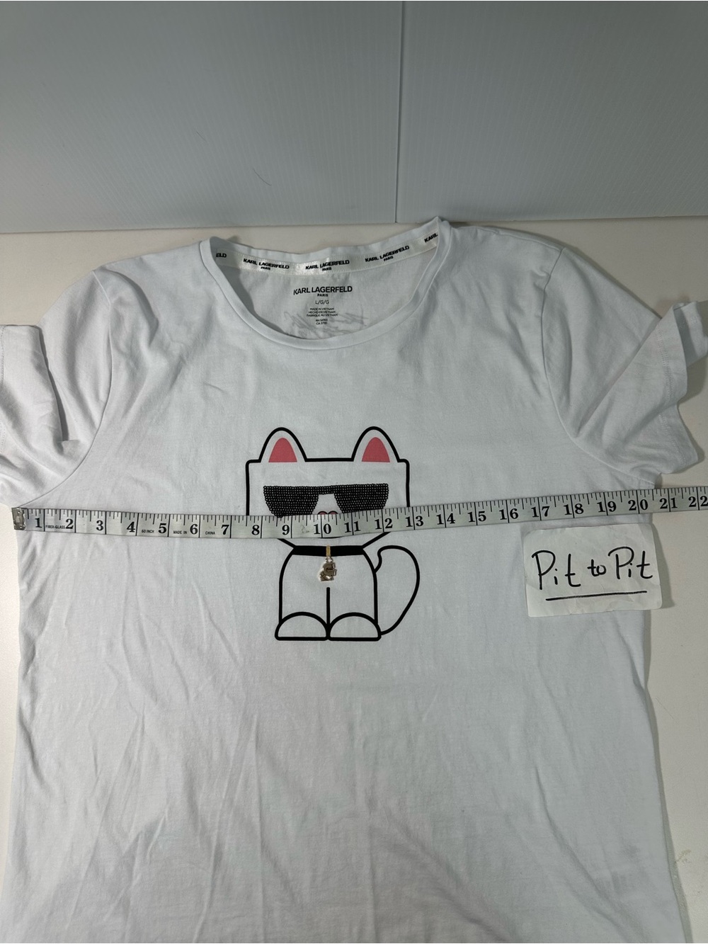 Karl Lagerfeld White Cat Graphic Tee with gold logo accent - Picture 8 of 12